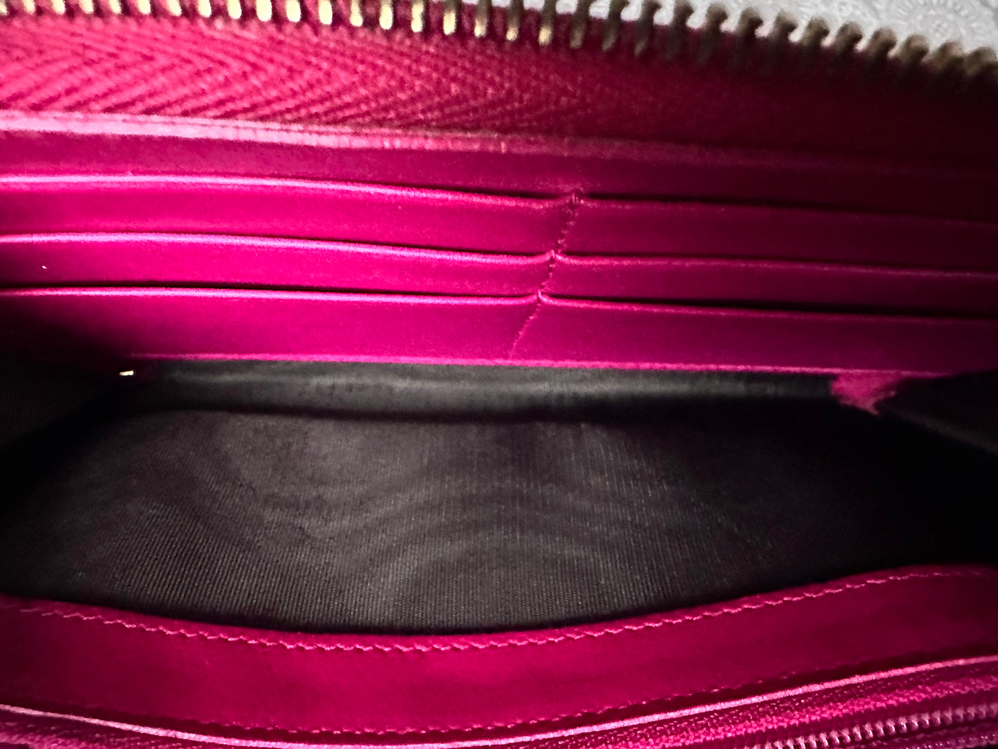 YSL patent zippy wallet