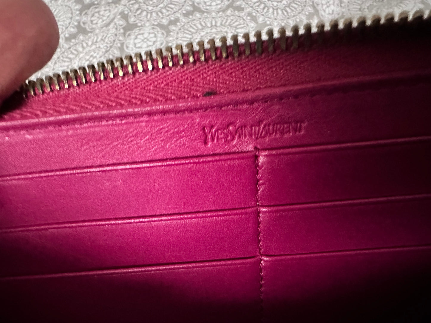 YSL patent zippy wallet